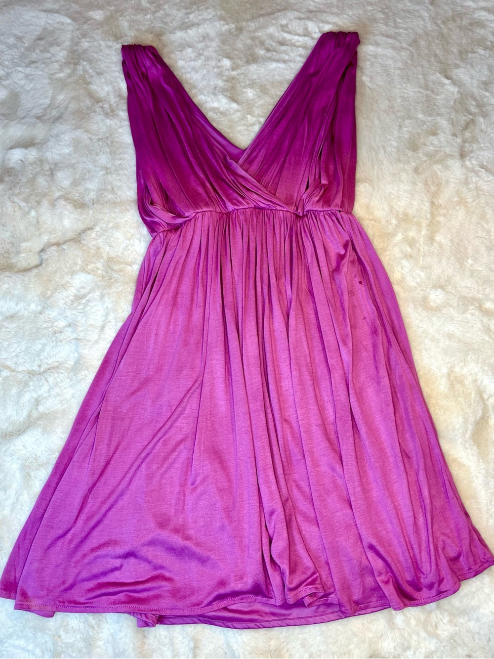 LOFT Petites Fuchsia Pink Plunging V-Neck Ruched Mini Dress XSP